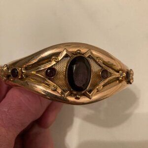 Vtg A.C. co victorian edwardian gold filled amethyst paste glass bangle bracelet